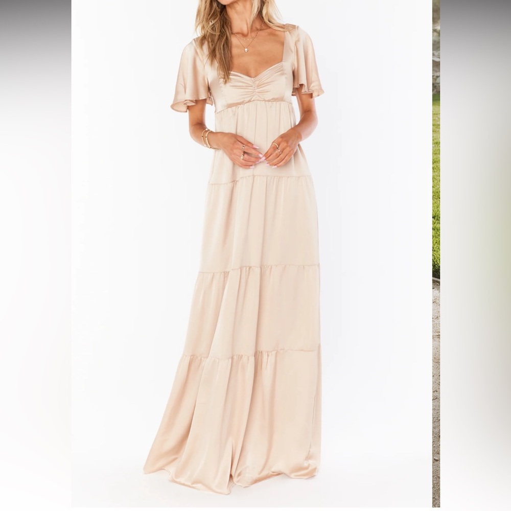 Show Me Your MuMu Cream and Gold Maxi Dress